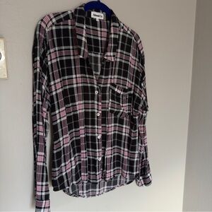 About Us Black and Pink Plaid Shirt